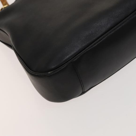 GUCCI Bamboo Hand Bag Leather Black Gold 001 001 - Picture 11 of 16
